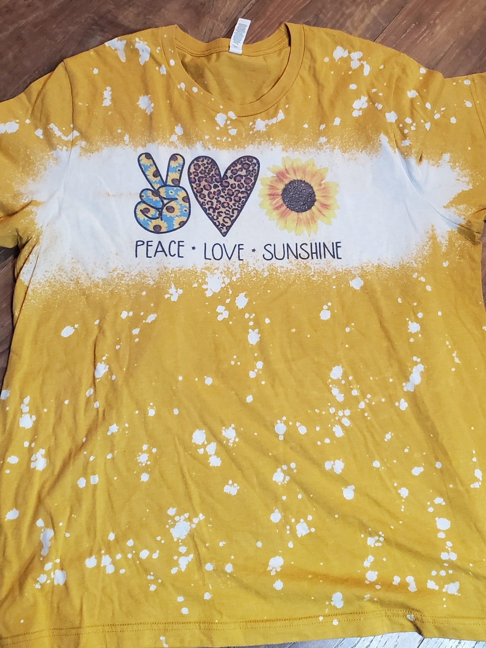 Bella Canvas Mustard Yellow Bleached "Peace • Love • Sunshine" Graphic Tee